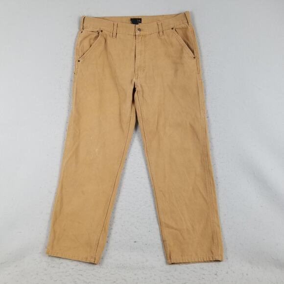 Stanley Pants Mens 36x32 Tan Duck Canvas Carpenter Utility Workwear Heavy Duty - Picture 1 of 16